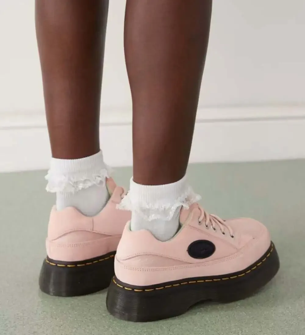 Dr Martens Buzz 5i Suede Leather Platform Shoes Womens Size 7 EU 38 Powder Pink